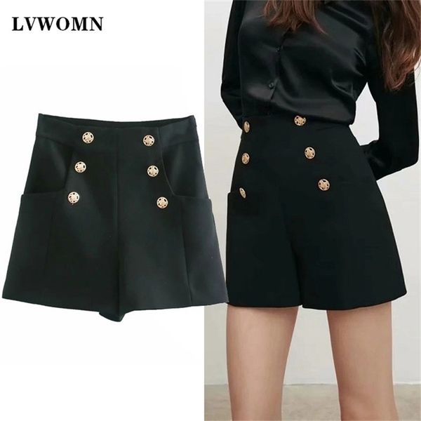 za fashion high waist shorts girls a-line elegant black double breasted women's summer shorts bottoms wide-legged short 210331, White;black
za fashion high waist shorts girls a-line elegant black double breasted women's summer shorts bottoms wide-legged short 210331, White;black