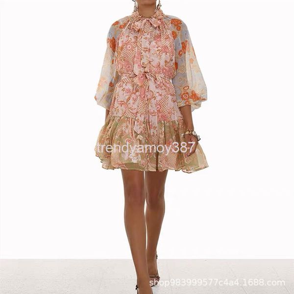 casual dresses high end z family lantern sleeve stitched printed elegant dress, Black;gray
casual dresses high end z family lantern sleeve stitched printed elegant dress, Black;gray