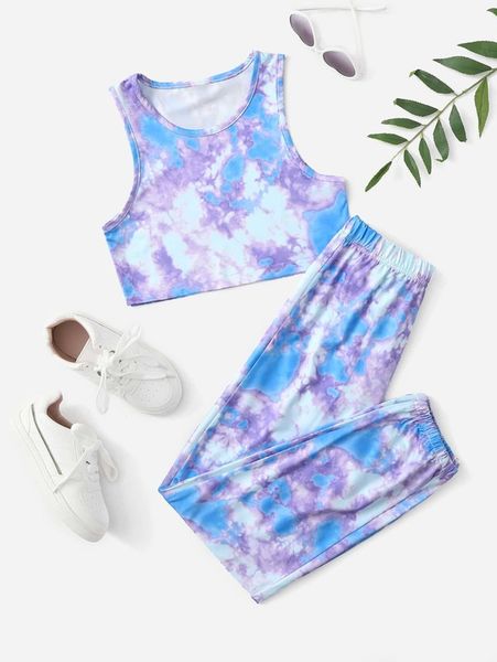 girls tie dye tank & pants she, White
girls tie dye tank & pants she, White