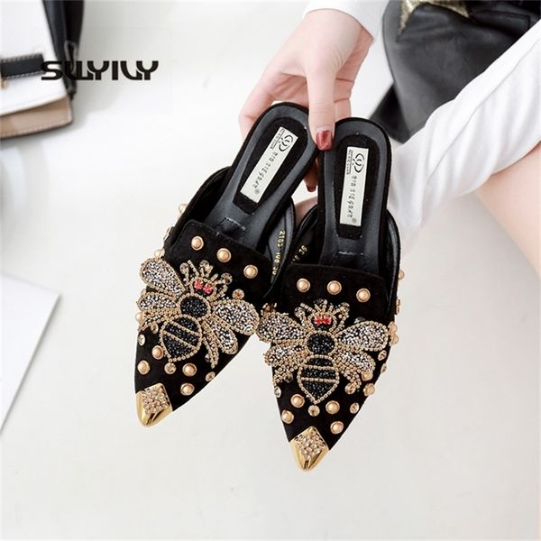 swyivy 2019 women slipper pointed toe rivet bee spring female luxury slippers lady outside wear slides woman 40 s20331, Black
swyivy 2019 women slipper pointed toe rivet bee spring female luxury slippers lady outside wear slides woman 40 s20331, Black