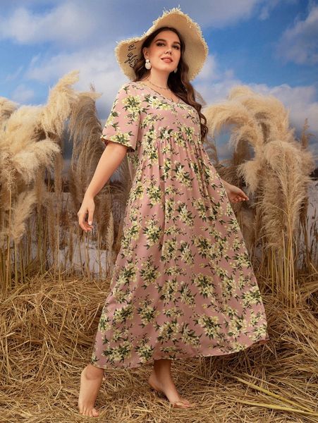 plus floral print smock dress u9ie#, Black
plus floral print smock dress u9ie#, Black