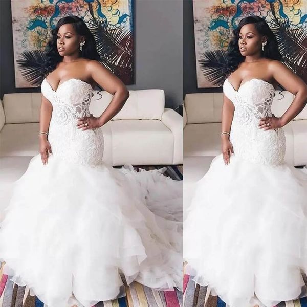 plus size see through organza beading cascading ruffles mermaid wedding dresses illusion applique beads sweetheart bridal wedding gown, White
plus size see through organza beading cascading ruffles mermaid wedding dresses illusion applique beads sweetheart bridal wedding gown, White
