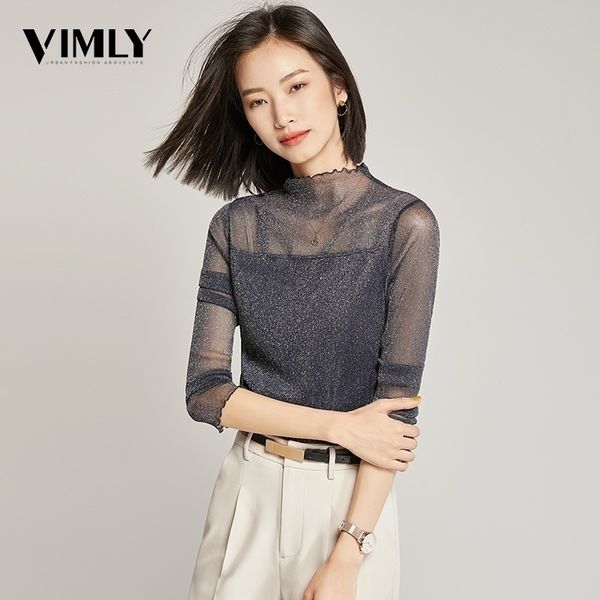 vimly spring autumn womens see through mesh blouse long sleeve transparent shining elegant shirt fashion women y200402, White
vimly spring autumn womens see through mesh blouse long sleeve transparent shining elegant shirt fashion women y200402, White