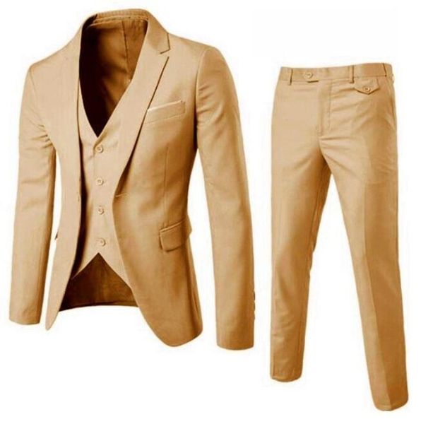 men's suits casual slim solid color business handsome single row one button professional wear three-piece men's clothing, White;black
men's suits casual slim solid color business handsome single row one button professional wear three-piece men's clothing, White;black