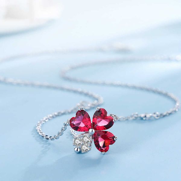 natural crystal four-leaf clover necklace luck silver simple clavicle chain red color and blue
natural crystal four-leaf clover necklace luck silver simple clavicle chain red color and blue