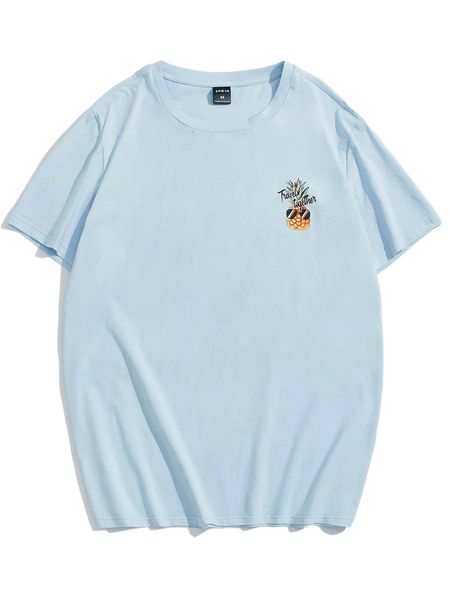 men slogan & pineapple print tee j1gq#, White;black 
men slogan & pineapple print tee j1gq#, White;black