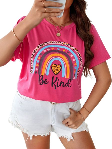 plus rainbow & slogan graphic tee 91ov#, Black
plus rainbow & slogan graphic tee 91ov#, Black