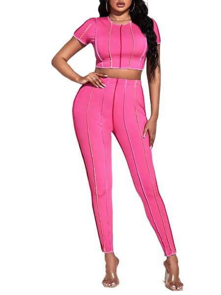sxy stitching crop tee & leggings h6px#, White 
sxy stitching crop tee & leggings h6px#, White