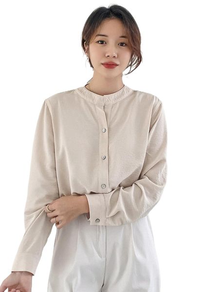 dazy solid button front blouse q9y3#, White