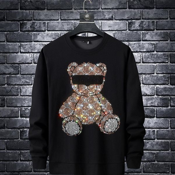 men's hoodies & sweatshirts designer autumn and winter 2021 new trend fashion bear diamond print slim fitting round neck pullover men&#, Black
men's hoodies & sweatshirts designer autumn and winter 2021 new trend fashion bear diamond print slim fitting round neck pullover men&#, Black