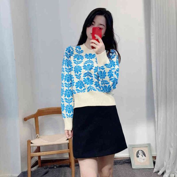 women's knits & tees autumn winter short sweater fadan s women's blue daisy jacquard thick, White
women's knits & tees autumn winter short sweater fadan s women's blue daisy jacquard thick, White