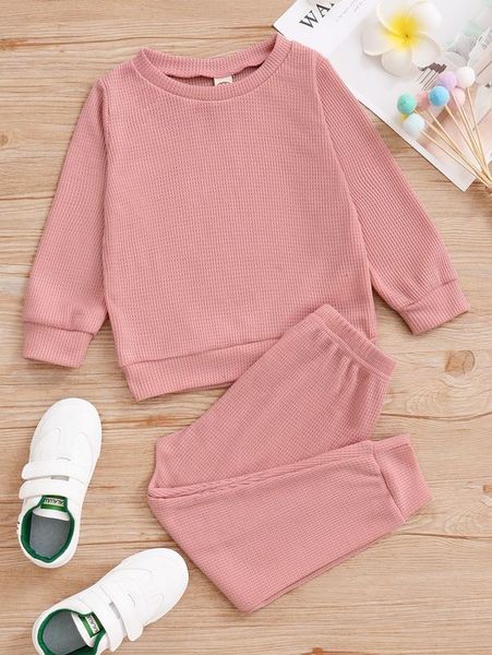 little girl's waffle knitted sweatshirt and panties she, White
little girl's waffle knitted sweatshirt and panties she, White