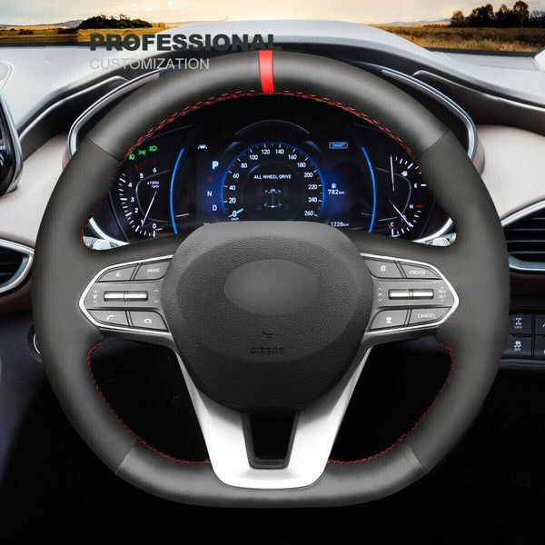 diy custom black genuine leather steering wheel cover for hyundai santa fe 2019
diy custom black genuine leather steering wheel cover for hyundai santa fe 2019