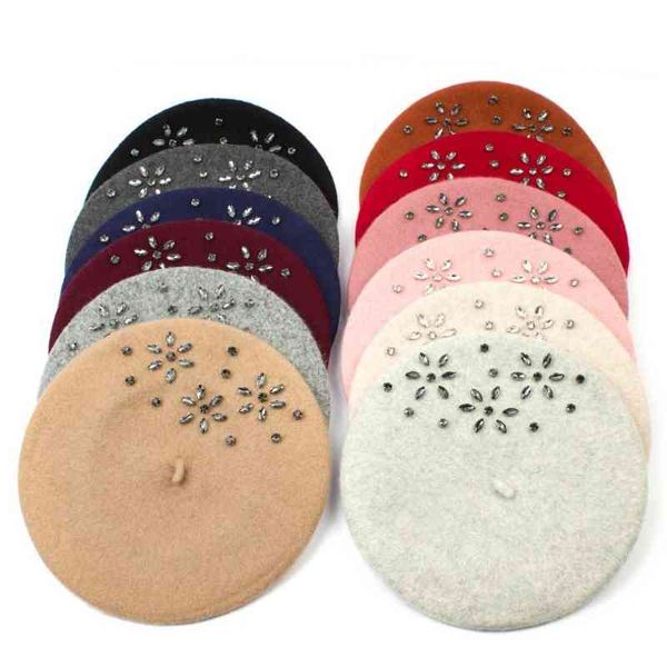 women berets hat fashion autumn new wool knitted berets with flower rhinestone ladies french artist beanie beret hat gs105c j220722, Blue;gray
women berets hat fashion autumn new wool knitted berets with flower rhinestone ladies french artist beanie beret hat gs105c j220722, Blue;gray