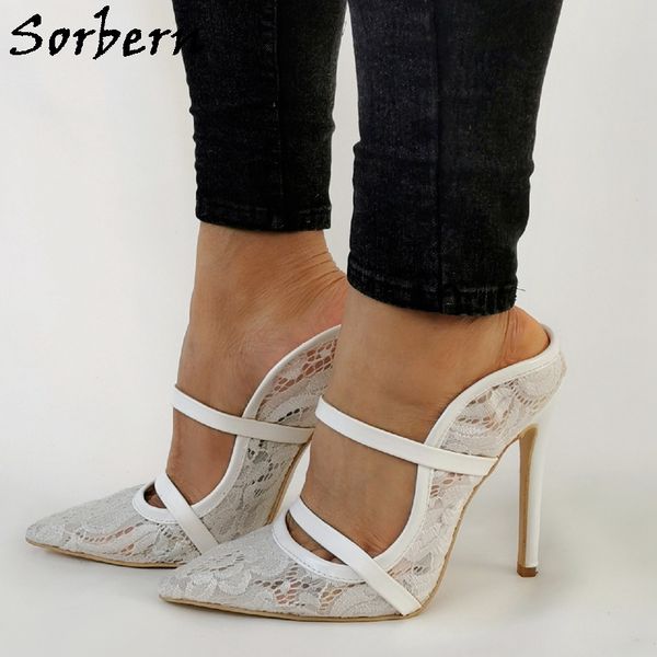 sorbern white lace women pump dress shoe stilettos high heel mules slip on pointy toe mary jane mature style shoe custom color, Black
sorbern white lace women pump dress shoe stilettos high heel mules slip on pointy toe mary jane mature style shoe custom color, Black