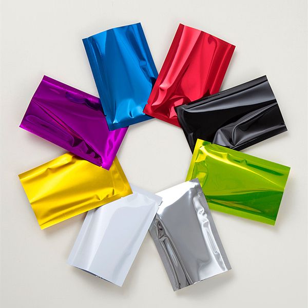 

100pcs Glossy Matte Colored Open Top Aluminum Foil Packaging Bag Heat Sealing Herbal Powder Soap Shampoo Salt Seeds Chocolate Tea Snack Food Storage Pouches