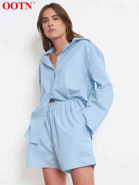 ootn cotton casual suits women long sleeve sets blue home wear solid female white shorts two piece sets spring summer 2021 t220729, Gray
ootn cotton casual suits women long sleeve sets blue home wear solid female white shorts two piece sets spring summer 2021 t220729, Gray