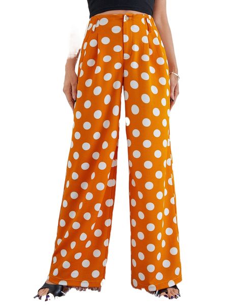 polka dot wide leg pants i0m6#, Black;white