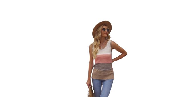 when ying europe and the united states contrast color vest cross-border summer new v-neck striped sleeveless loose casual foreign trade coat, White
when ying europe and the united states contrast color vest cross-border summer new v-neck striped sleeveless loose casual foreign trade coat, White