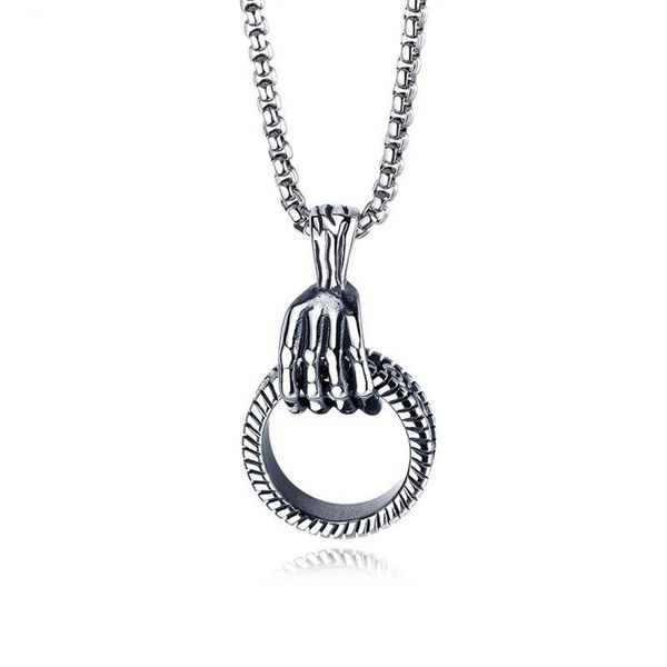 12pcs punk skull hand circle pendant necklace for men male neck gothic jewelry, Silver
12pcs punk skull hand circle pendant necklace for men male neck gothic jewelry, Silver