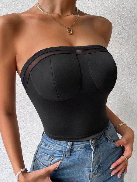 contrast mesh tube h7ya#, White 
contrast mesh tube h7ya#, White