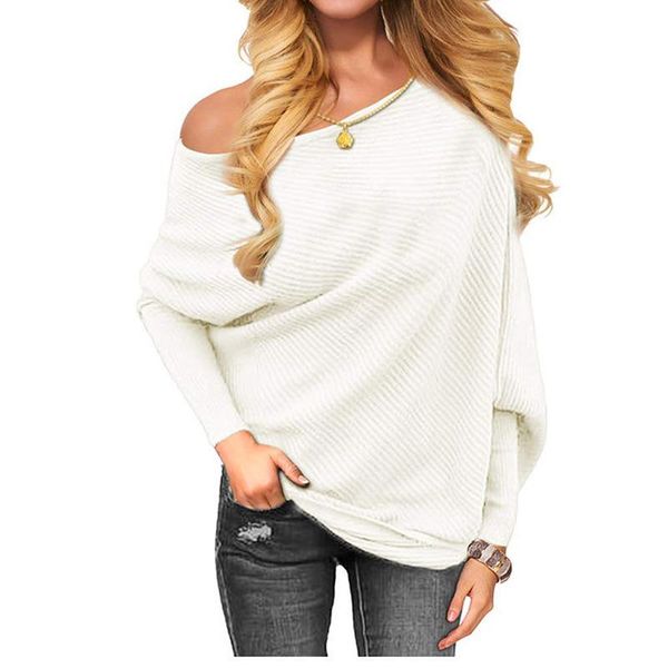 sweater women off batwing sleeve pullovers long knitted one shoulder spring autumn aa, White;black
sweater women off batwing sleeve pullovers long knitted one shoulder spring autumn aa, White;black