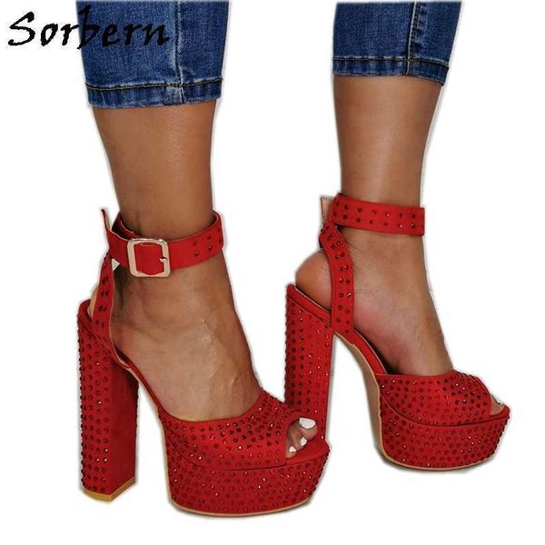 sorbern luxury crystal sparking sandals red ankle straps slingback platform block high heels summer style open toe sandal, Black
sorbern luxury crystal sparking sandals red ankle straps slingback platform block high heels summer style open toe sandal, Black