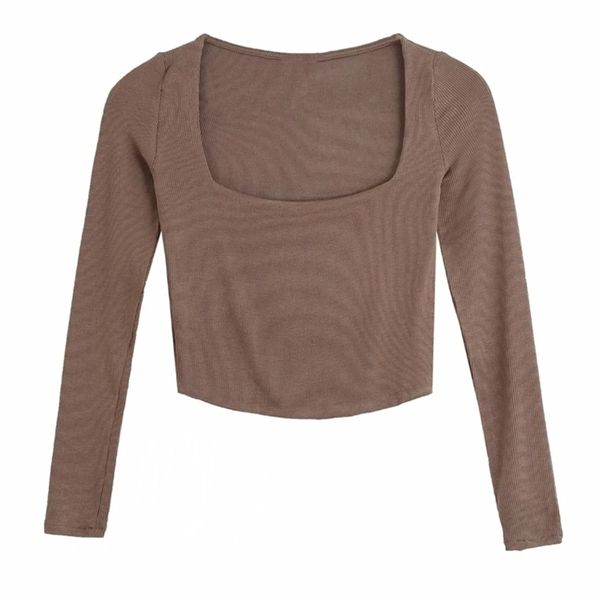 autumn women square collar knitting short t shirt casual femme o neck long sleeve crop t1380 220325, White
autumn women square collar knitting short t shirt casual femme o neck long sleeve crop t1380 220325, White