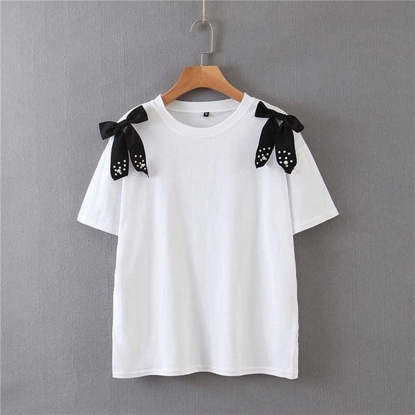hsa summer loose women bow beaded t-shirt casual o-neck short sleeve tees harajuku t-shirt women t-shirt female 210716, White
hsa summer loose women bow beaded t-shirt casual o-neck short sleeve tees harajuku t-shirt women t-shirt female 210716, White