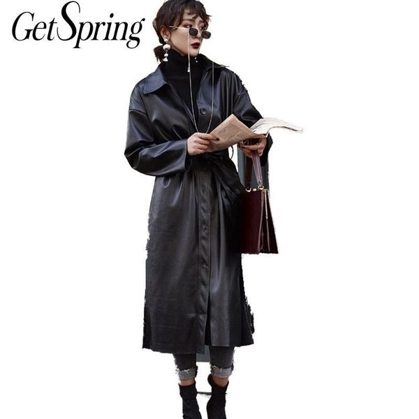 getspring women coat women faux leather jackets motorcycle coats bandage plus size long black winter leather jackets 201030
getspring women coat women faux leather jackets motorcycle coats bandage plus size long black winter leather jackets 201030