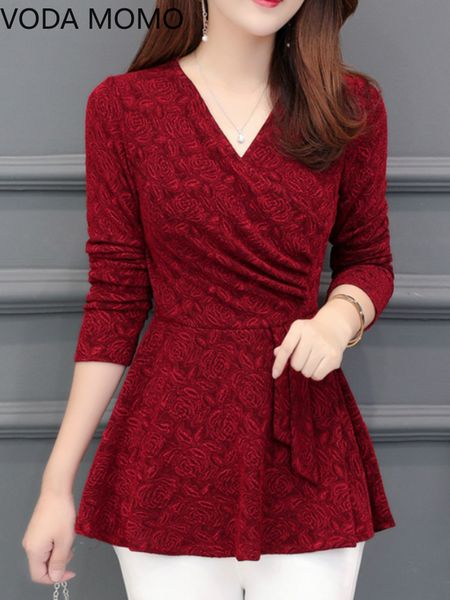 designer casual winter plushed and thickened bottom women blouse full sleeve lace blouse v-neck purple blouses shirt, White 
designer casual winter plushed and thickened bottom women blouse full sleeve lace blouse v-neck purple blouses shirt, White