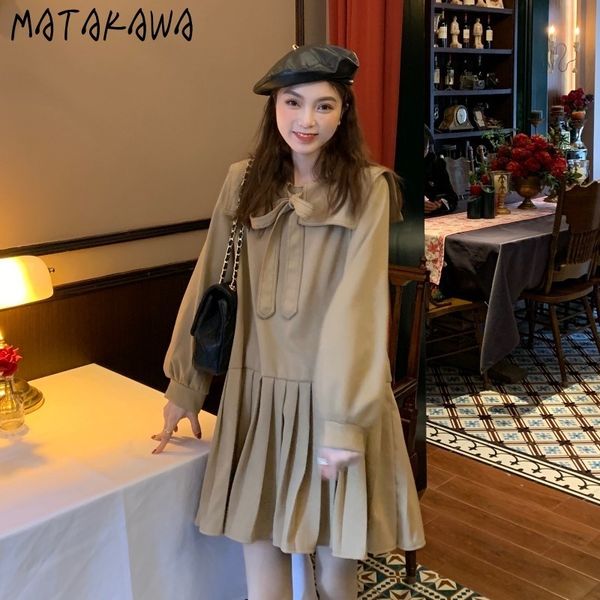 pleated peter pan collar woman dress sweet femme robe french temperament inner long sleeve vestido feminino 210506, Black;gray
pleated peter pan collar woman dress sweet femme robe french temperament inner long sleeve vestido feminino 210506, Black;gray