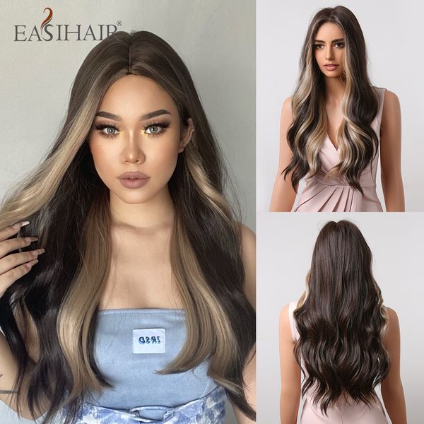 lx brand long wavy brown synthetic wigs with blonde highlight middle part natural wigs for women cosplay heat resistant wigsfactory direct, Black
lx brand long wavy brown synthetic wigs with blonde highlight middle part natural wigs for women cosplay heat resistant wigsfactory direct, Black