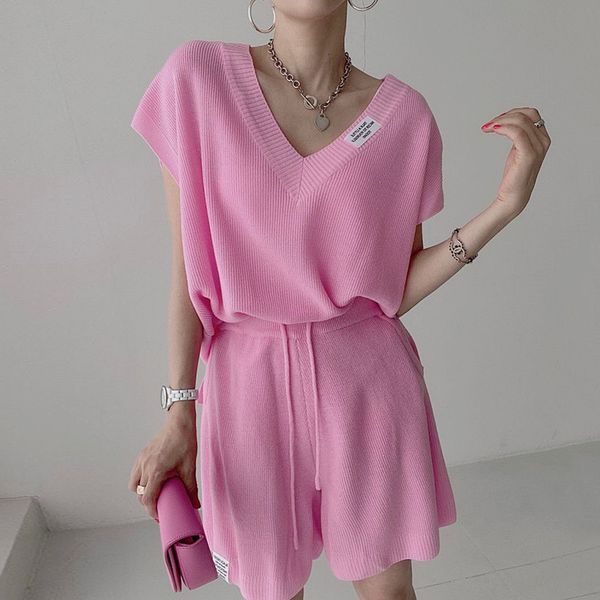 clothland stylish v neck shirt set sleeveless elastic waist shorts knitwear two piece set summer suits tz238, White
clothland stylish v neck shirt set sleeveless elastic waist shorts knitwear two piece set summer suits tz238, White