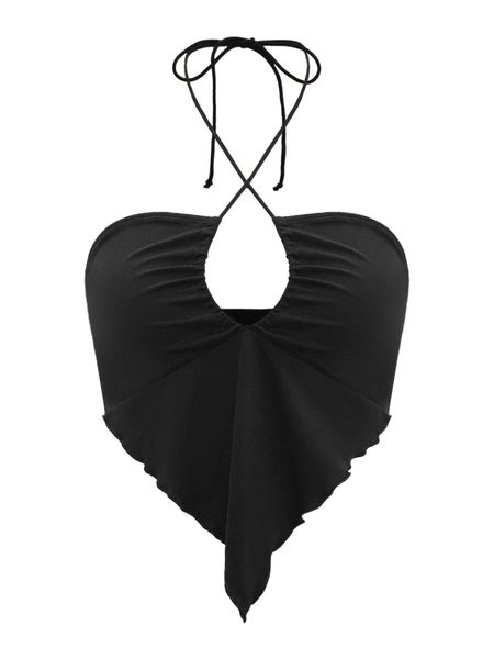 solid hanky hem halter p9vb#, White
solid hanky hem halter p9vb#, White