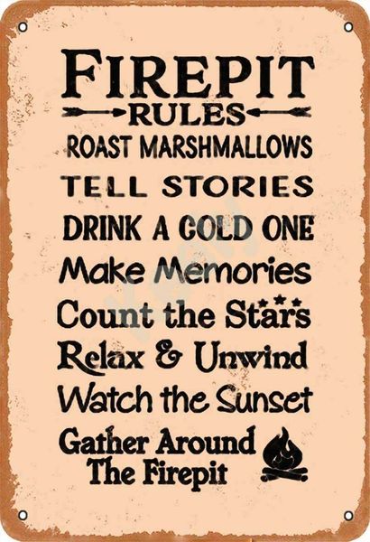 fire pit rules metal vintage tin sign wall decoration 12x8 inches for cafe bars restaurants pubs man cave decorative
fire pit rules metal vintage tin sign wall decoration 12x8 inches for cafe bars restaurants pubs man cave decorative