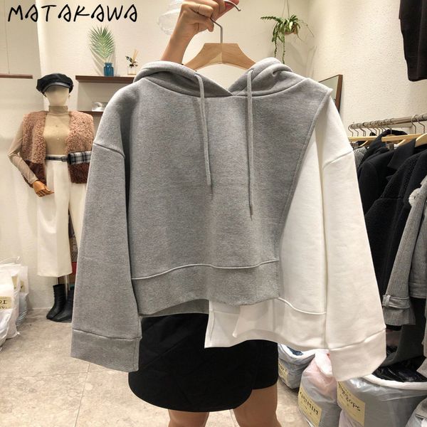 loose long sleeve hoodies women korean spring irregular woman sweatshirt color matching hooded 210506, Black
loose long sleeve hoodies women korean spring irregular woman sweatshirt color matching hooded 210506, Black
