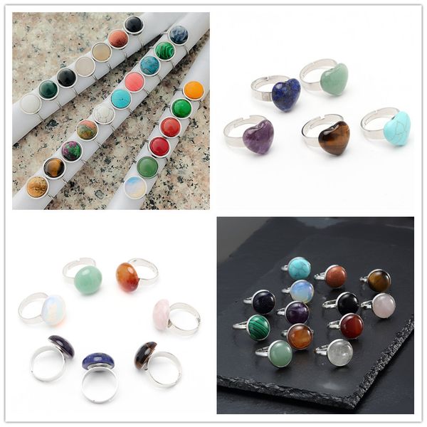 heart round natural stone ring white blue turquoise opal pink crystal chakra open stainless steel ring for women jewelry, Golden;silver
heart round natural stone ring white blue turquoise opal pink crystal chakra open stainless steel ring for women jewelry, Golden;silver