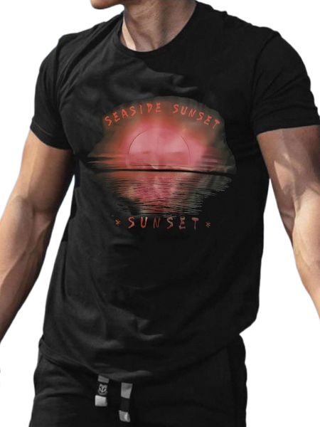 men sun & letter graphic tee s5dj#, White;black
men sun & letter graphic tee s5dj#, White;black