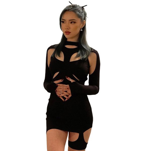 women dresses spring casual high street stretch slim hollow out mini bodycon dress 2022new simple solid black dresses, White;black
women dresses spring casual high street stretch slim hollow out mini bodycon dress 2022new simple solid black dresses, White;black