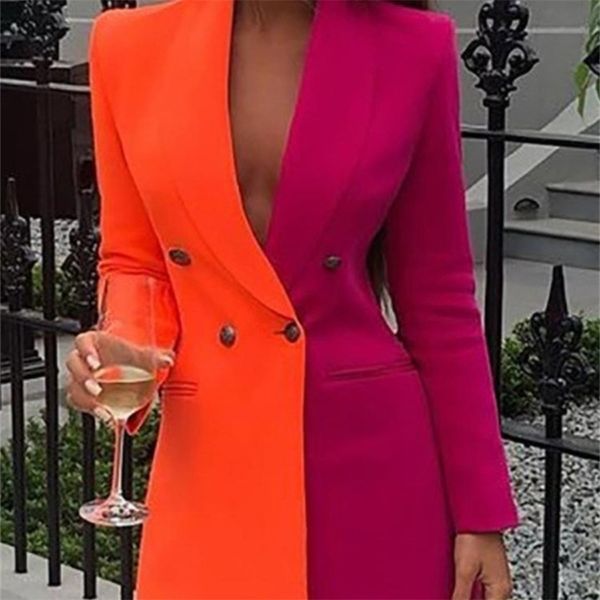 women's suits in spring contrast color splicing ol business suit jacket long colorful blazer jacket for women coats 220402, White;black
women's suits in spring contrast color splicing ol business suit jacket long colorful blazer jacket for women coats 220402, White;black