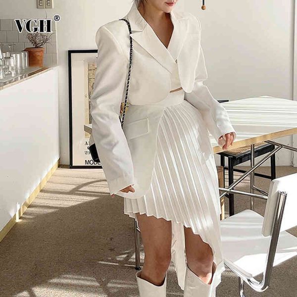 solid color suit for women notched laceup coat high waist asymmetrical ruched skirts suits female fashion clothing 210507, White
solid color suit for women notched laceup coat high waist asymmetrical ruched skirts suits female fashion clothing 210507, White