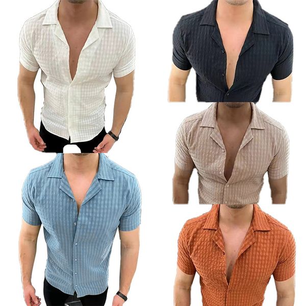 men's casual shirts summer solid color short-sleeved lapel hawaiian jacquard beach shirt cardigan european and american, White;black
men's casual shirts summer solid color short-sleeved lapel hawaiian jacquard beach shirt cardigan european and american, White;black