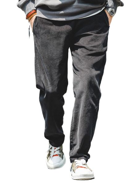 men solid slant pockets pants l6cf#, Black