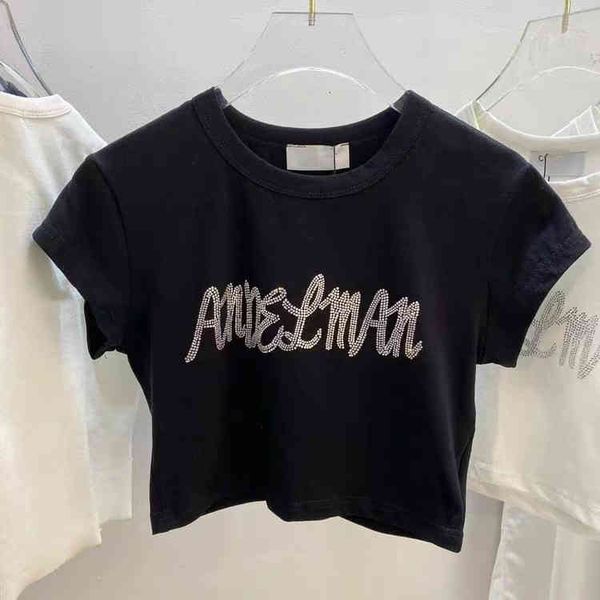 women's t-shirt summer heavy industry drill letter ultra short slim sleeve t-shirt, White
women's t-shirt summer heavy industry drill letter ultra short slim sleeve t-shirt, White