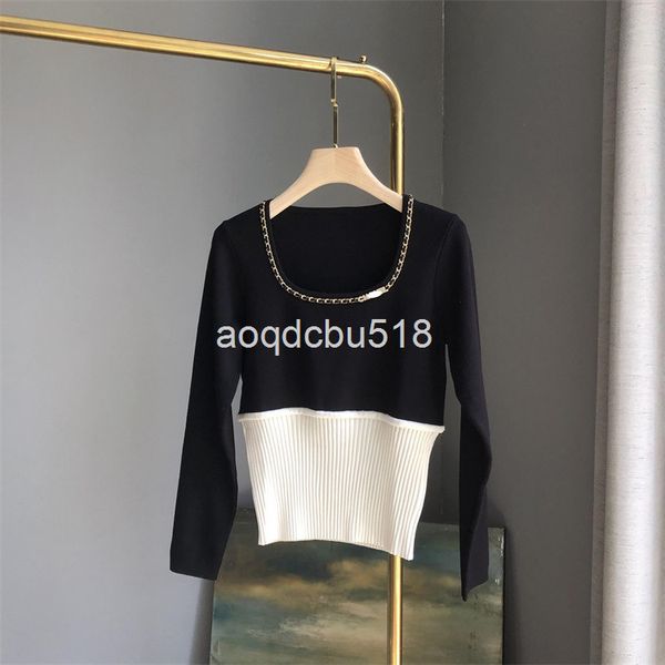 women's knits & tees correct version of knitwear women's early spring style temperament celebrities show thin chain square collar, White
women's knits & tees correct version of knitwear women's early spring style temperament celebrities show thin chain square collar, White