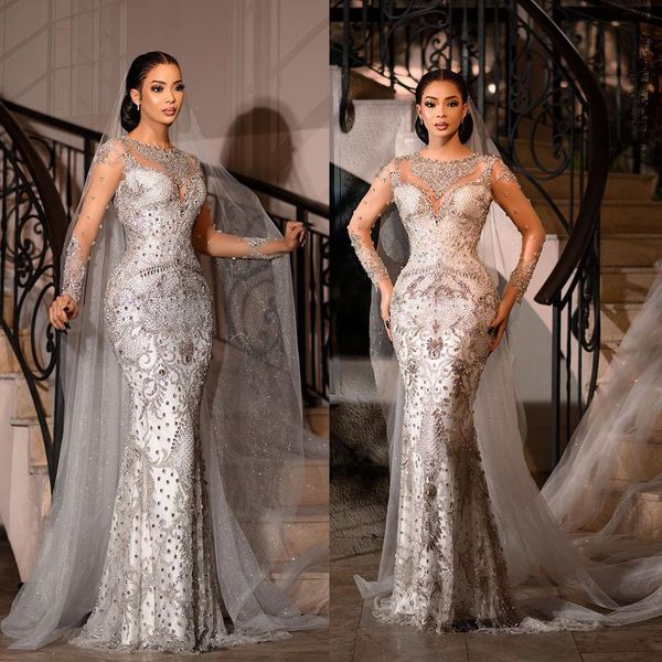 luxurious saudi arabia mermaid wedding dresses scoop neck beads bridal gowns custom made plus size crystal formal dress robe de soiree, White
luxurious saudi arabia mermaid wedding dresses scoop neck beads bridal gowns custom made plus size crystal formal dress robe de soiree, White