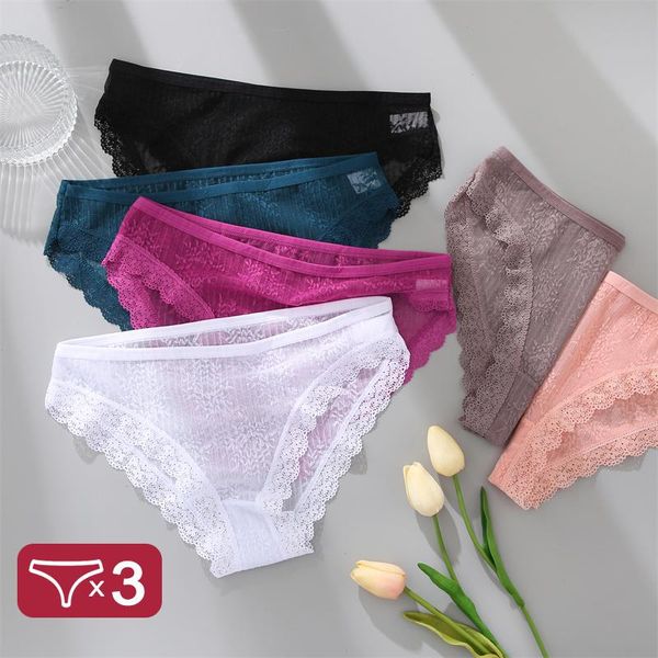 3pcs women lace panties solid color perspestive underwear briefs low waist underpants female breathable intimates lingerie, Black;pink
3pcs women lace panties solid color perspestive underwear briefs low waist underpants female breathable intimates lingerie, Black;pink