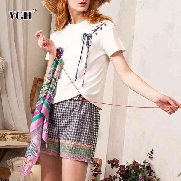 white casual patchwork lace up bowknot t shirt for women o neck short sleeve irregular straight shirts female fashion 210507
white casual patchwork lace up bowknot t shirt for women o neck short sleeve irregular straight shirts female fashion 210507