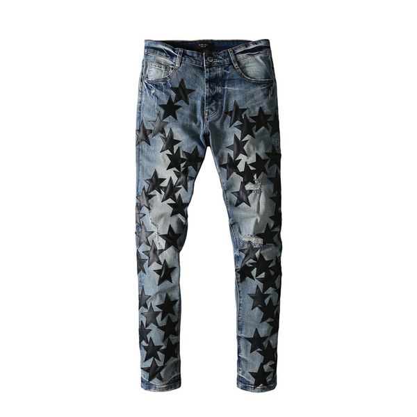 high elastics distressed ripped jeans slim fit motorcycle biker mans black pants pour hommes cool guy causal hole denim jean 412, Blue
high elastics distressed ripped jeans slim fit motorcycle biker mans black pants pour hommes cool guy causal hole denim jean 412, Blue